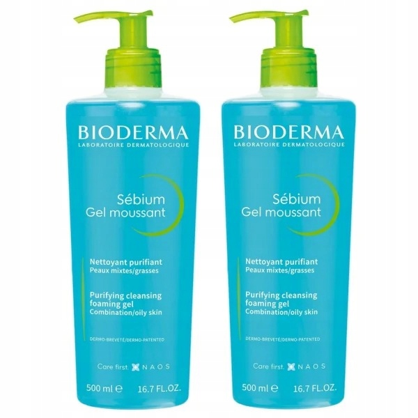 Bioderma Sebium Gel Antybakteryjny żel do mycia twarzy Zestaw 2 x 500 ml