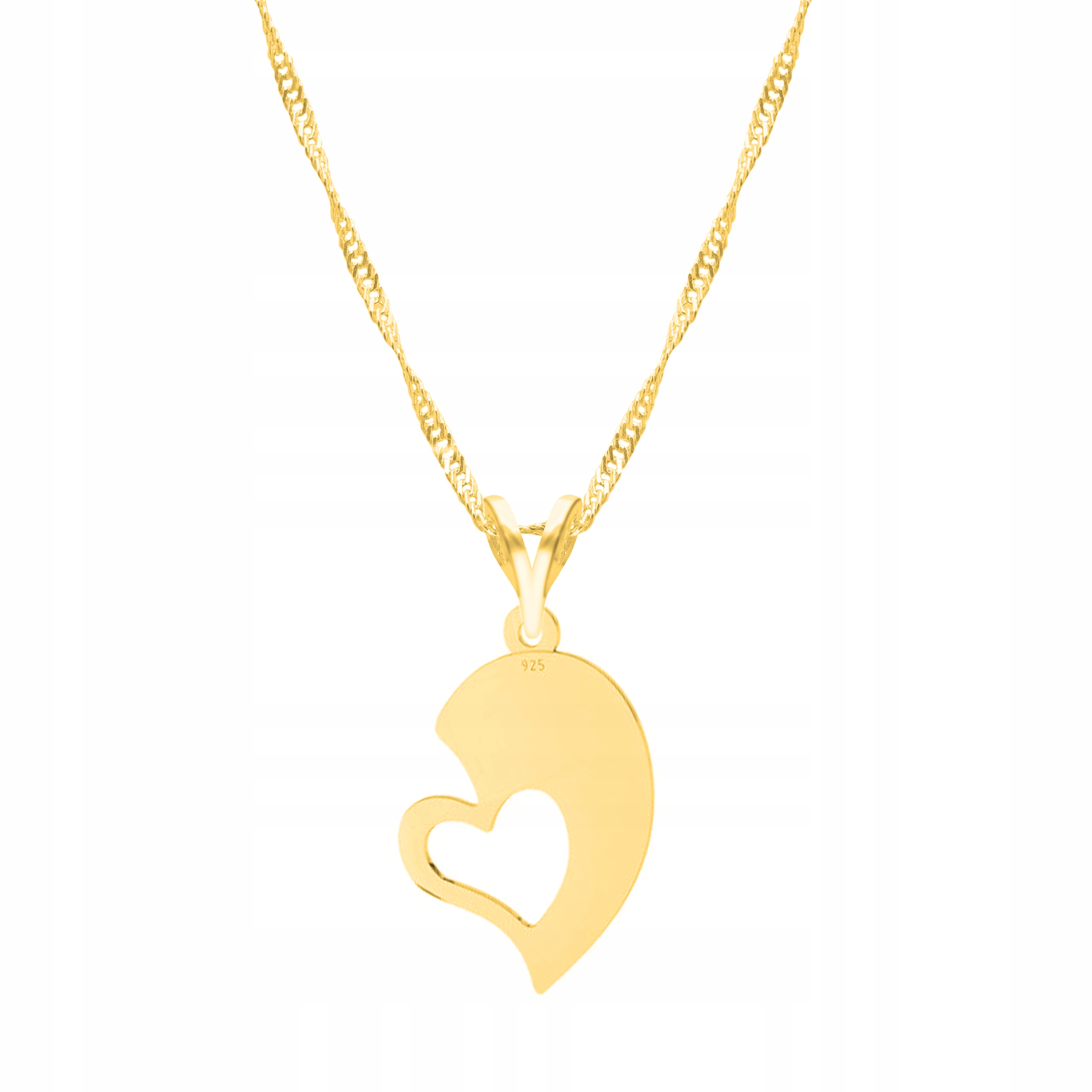 Řetízek zlatý náhrdelník 925 Zlomená Srdíčka