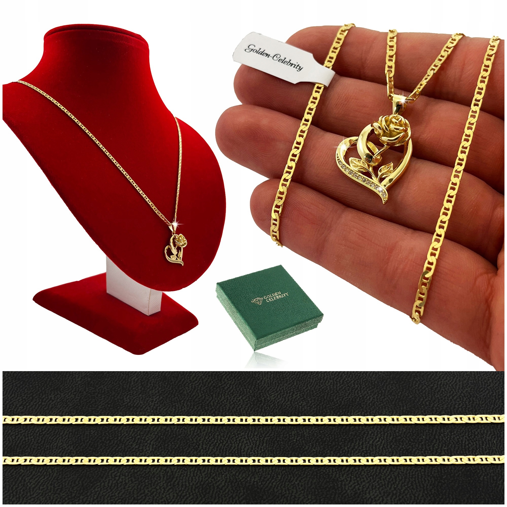 Zlatý Řetízek Srdce S Růží 925 Dárek Pro Maminku Dcery K Narozeninám