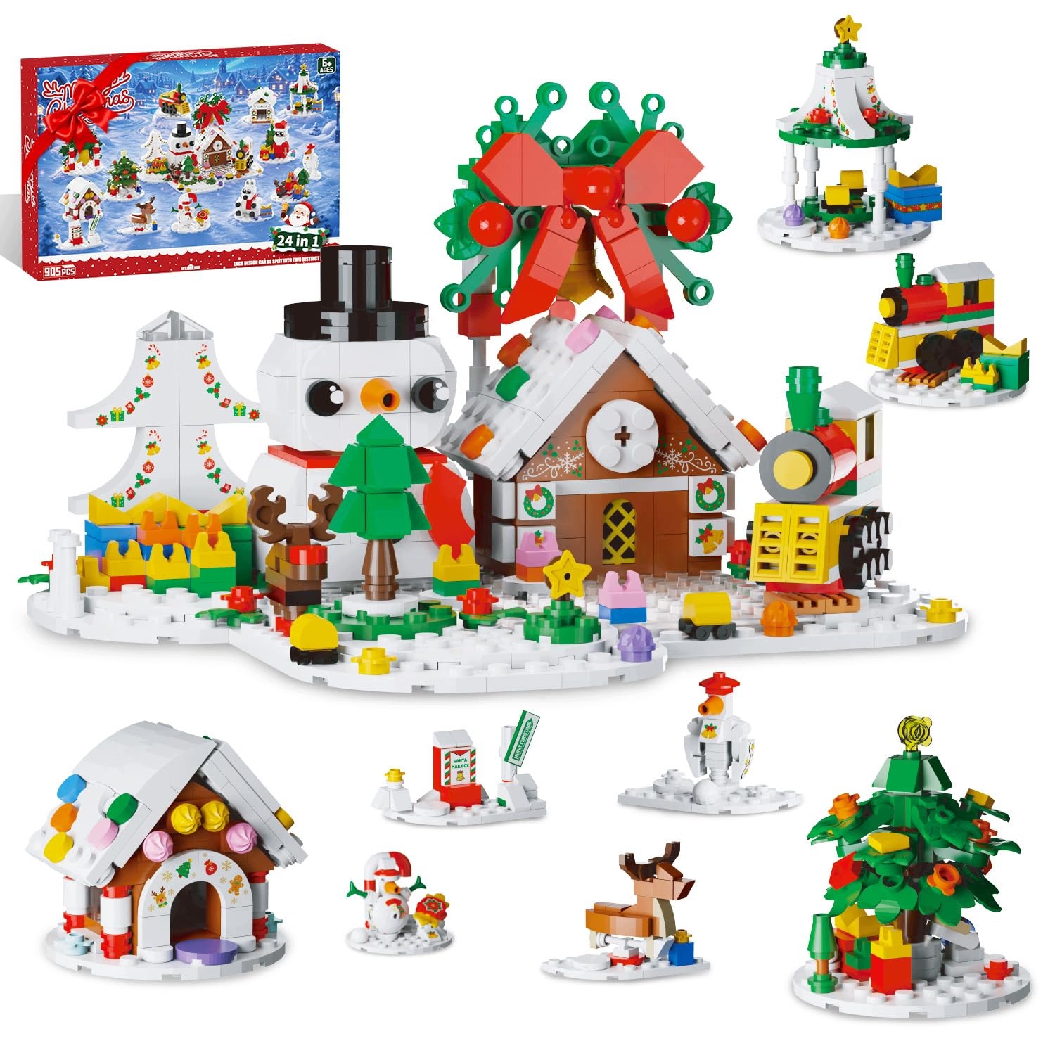Adventní Kalendář 2026 Kostky 905 El 24 Modelů Vánoční Vesnice Diy
