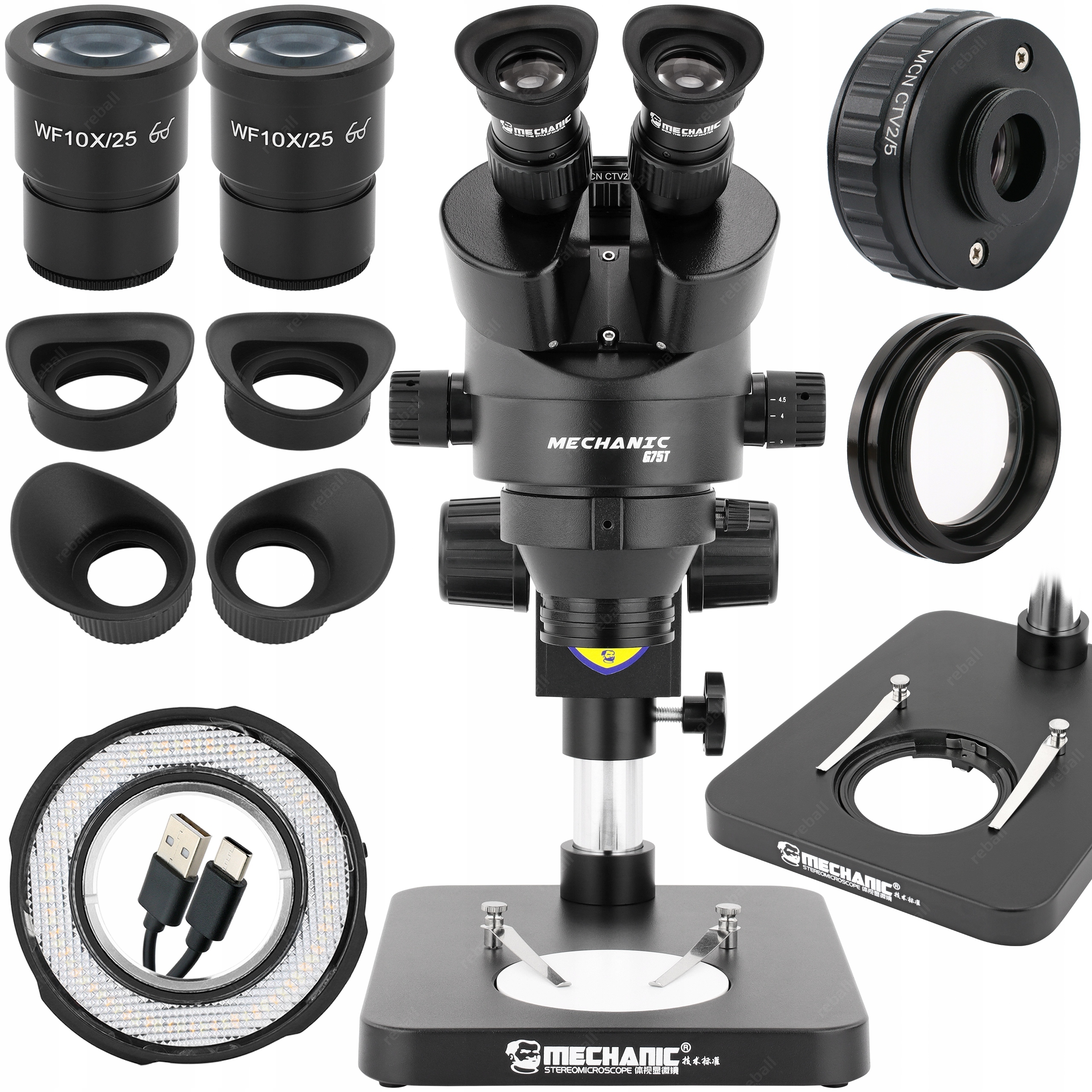 Stereoskopický Mikroskop Pro Elektroniku Mechanic G75T-B1 7-50x WF10/25 Led