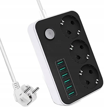 LISTWA ZASILAJĄCA 3 GNIAZDA + 6 x USB PRZEDŁUŻACZ