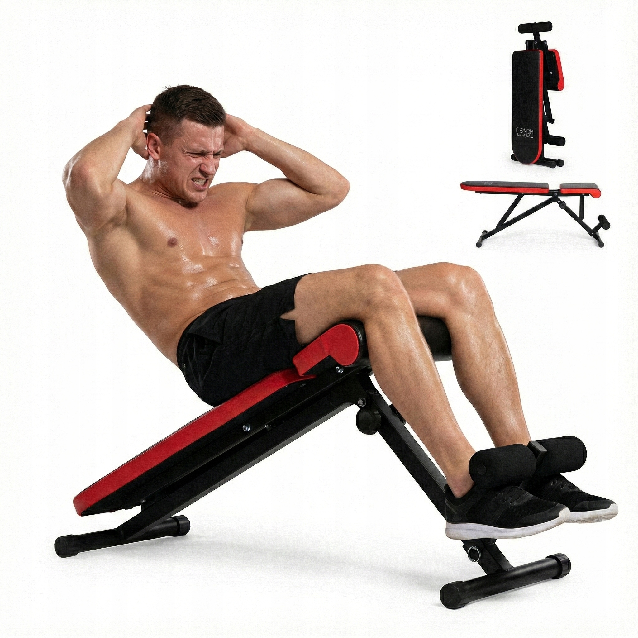 Ławeczka Treningowa Regulowana Skośna Solidna Do Ćwiczeń Blokada na nogi