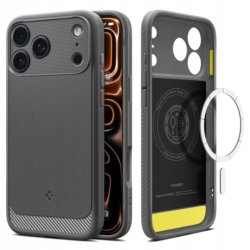 Spigen Rugged Armor Mag MagSafe Pouzdro pro iPhone 17 Pro Max (šedý)