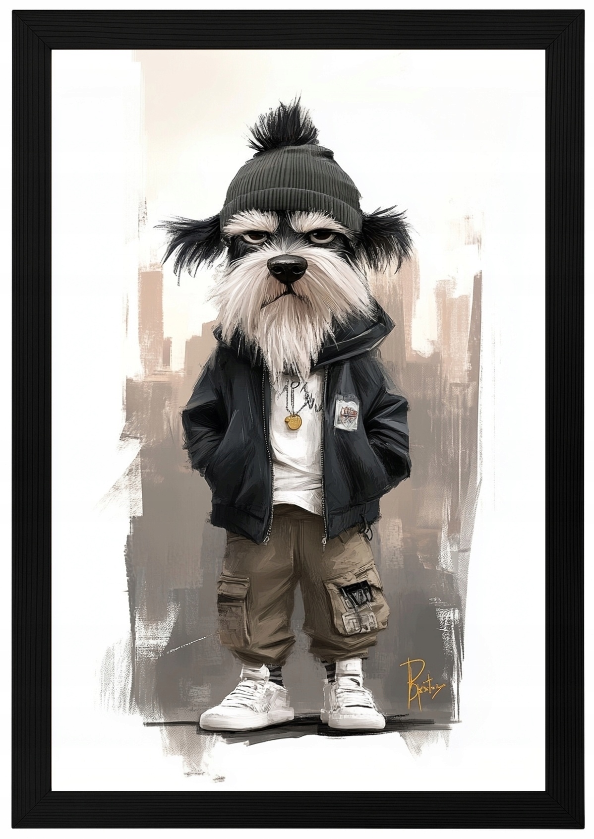 Plakát Rámeček Dřevo Pes Hip-hop Street Urban Gangster 62x93