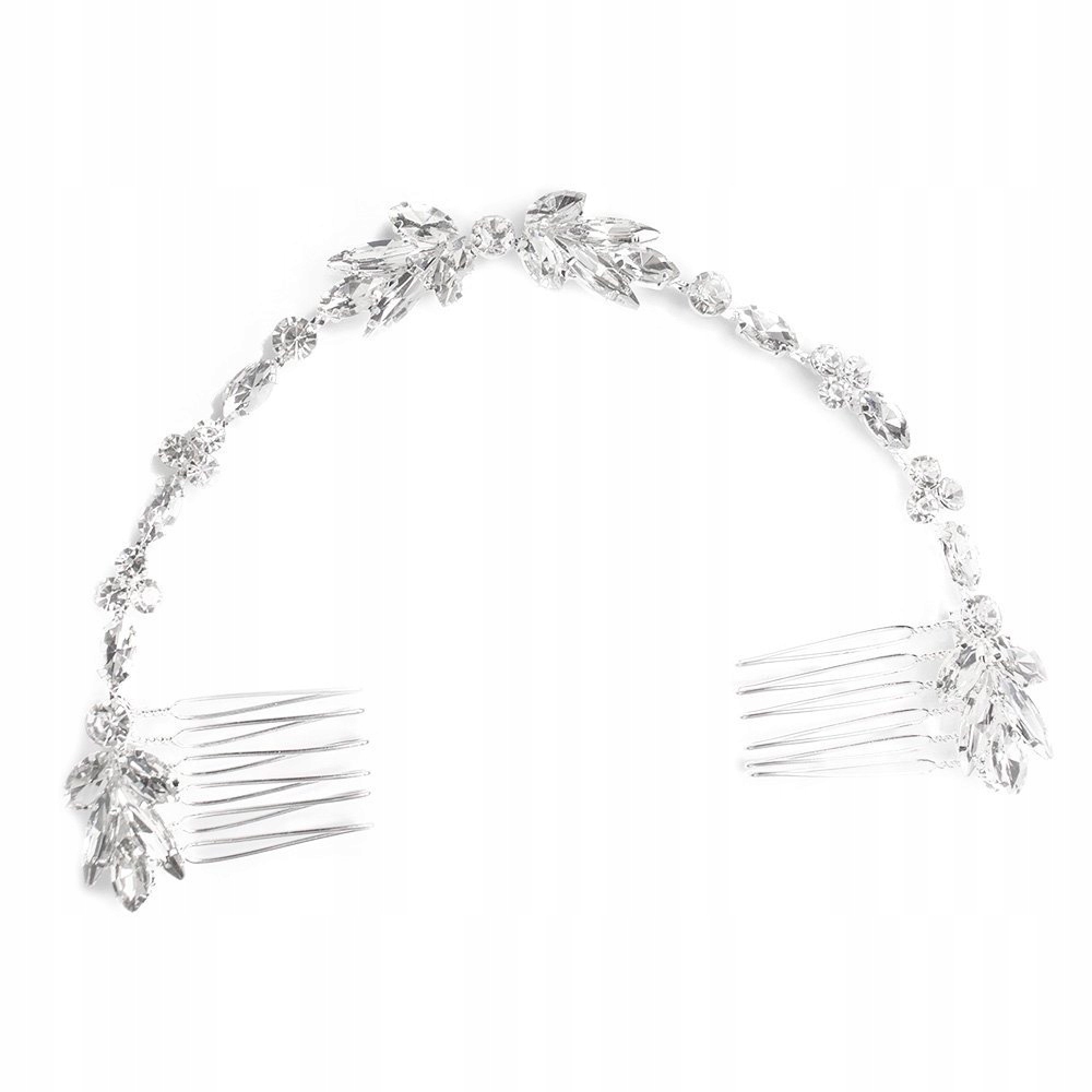 OZDOBA DO WŁOSÓW - kolor srebrny - ŚLUBNA grzebyk cyrkonie