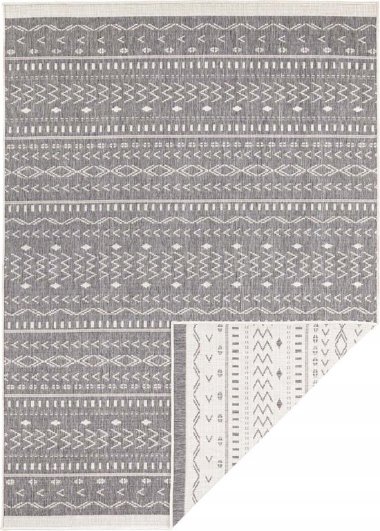 Boho koberec na terasu Kuba, krémovo sivý, 120 x 170 cm