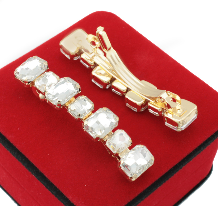 

Klamra Do Włosów Złota Automat Białe Kryształy