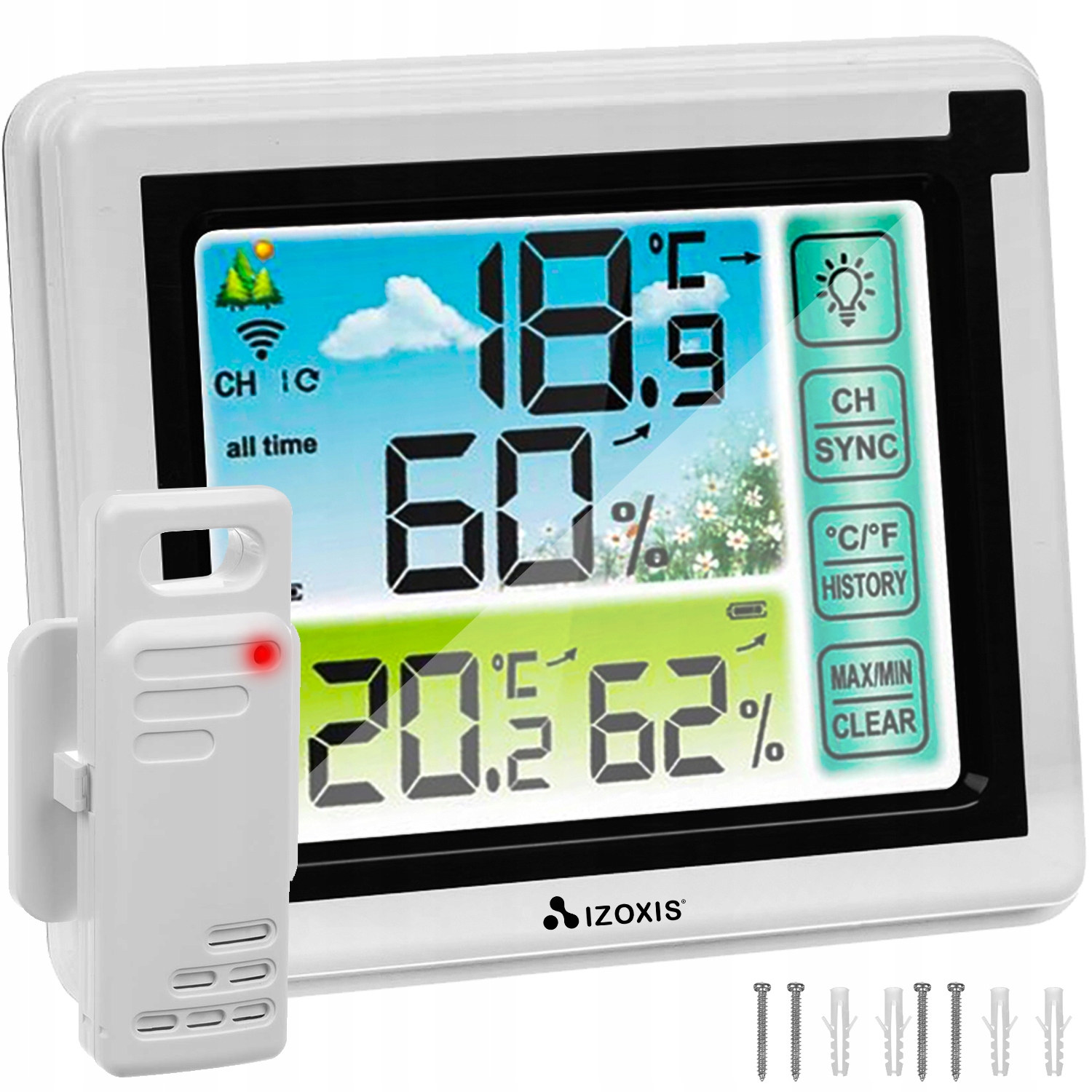 STACJA POGODOWA BEZPRZEWODOWA STACJA POGODY HIGROMETR ZEGAR TEMPERATURA Średnica tarczy 0 mm