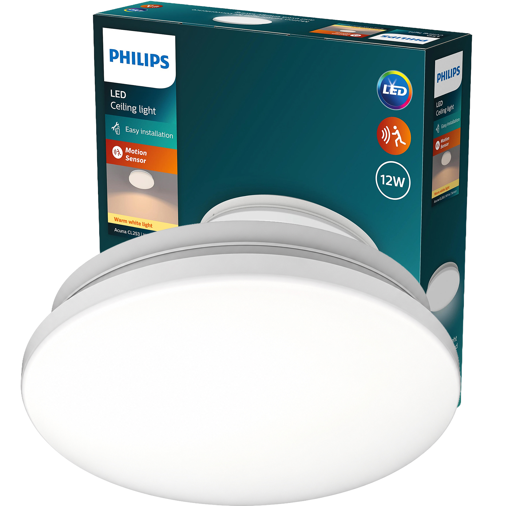 Stropní Svítidlo Stropní svítidlo 12W 2700K S P Pohybovým A Soumrakovým Senzorem Acuna Philips