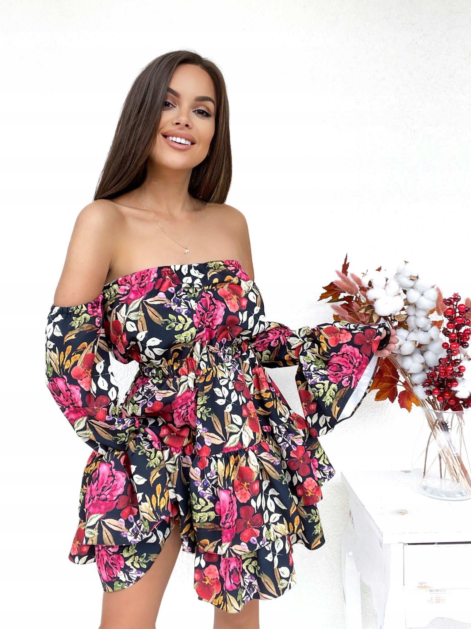 Šaty Lady Flower Black-red
