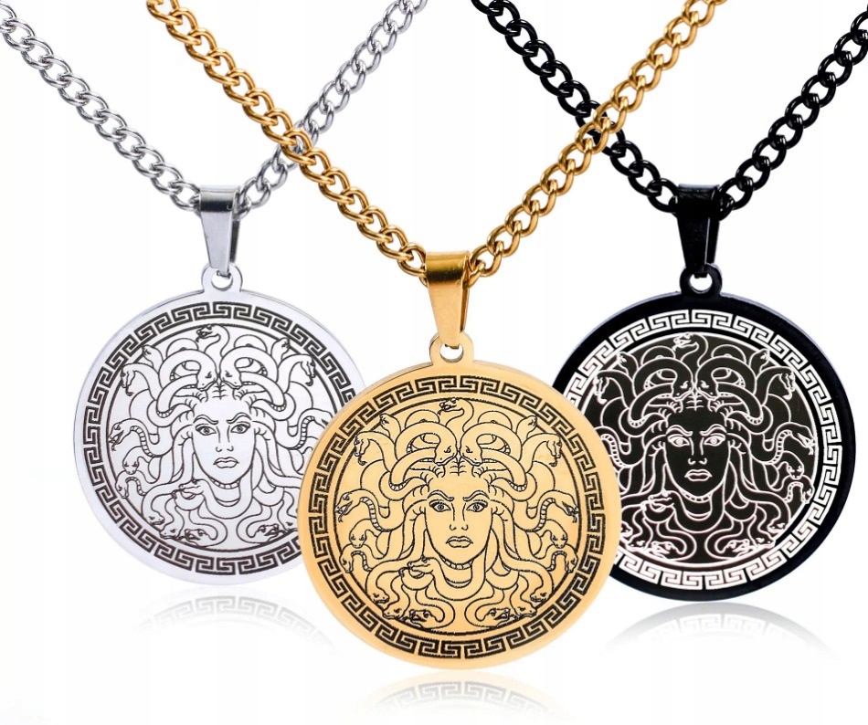 Czarny Naszyjnik Mitologiczna Meduza Gorgon STAL Punk Gothic Kod producenta N