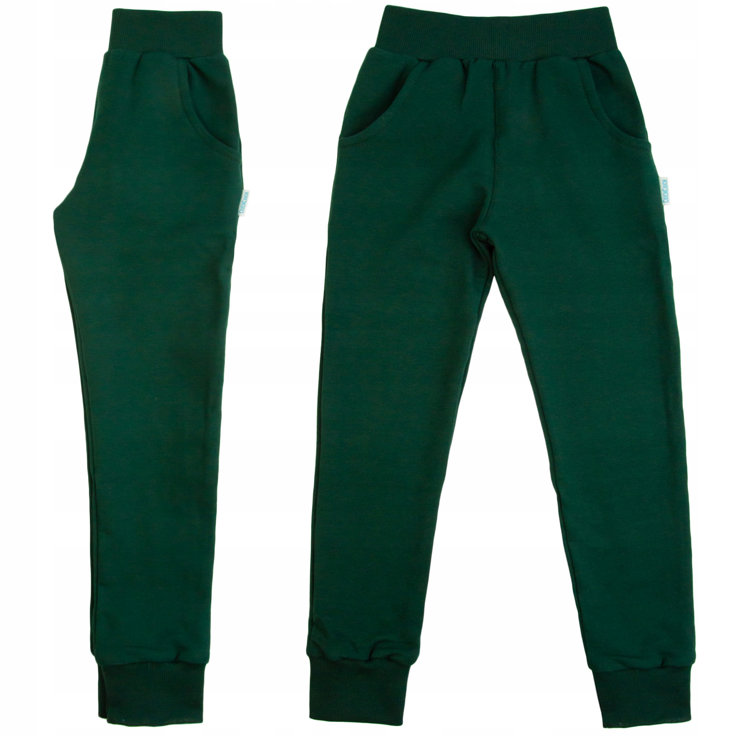 DRESOWE szczupłe SPODNIE SLIM butelkowa zieleń 116