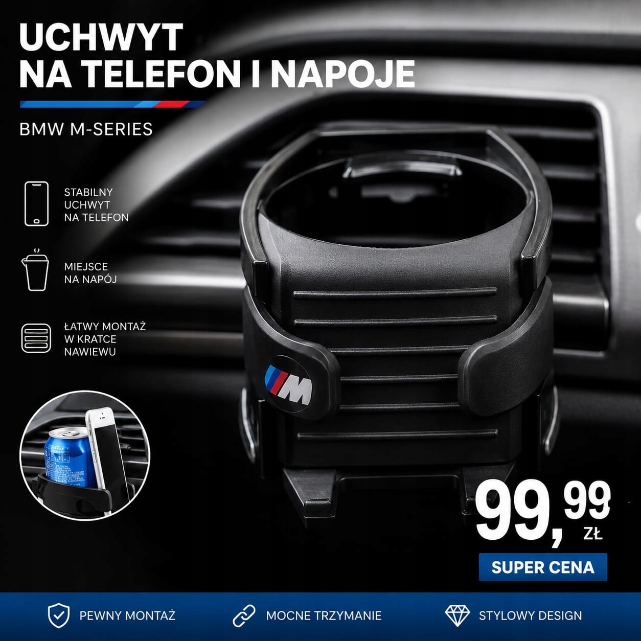 Uchwyt Na Napoje Telefon Do Samochodu Do Kratki Bmw