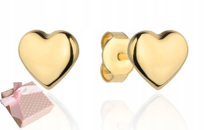 ZŁOTE KOLCZYKI 585 DZIECKO DZIEWCZYNKA serce chrzest komunia