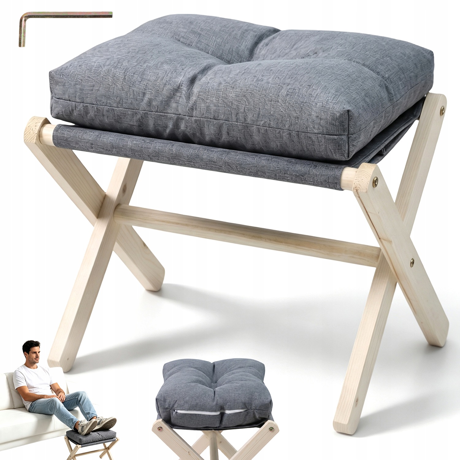 Skládací Stojan 54X34X36 CM, Dřevo 90 Kg, Šedý Pro Odpočinek