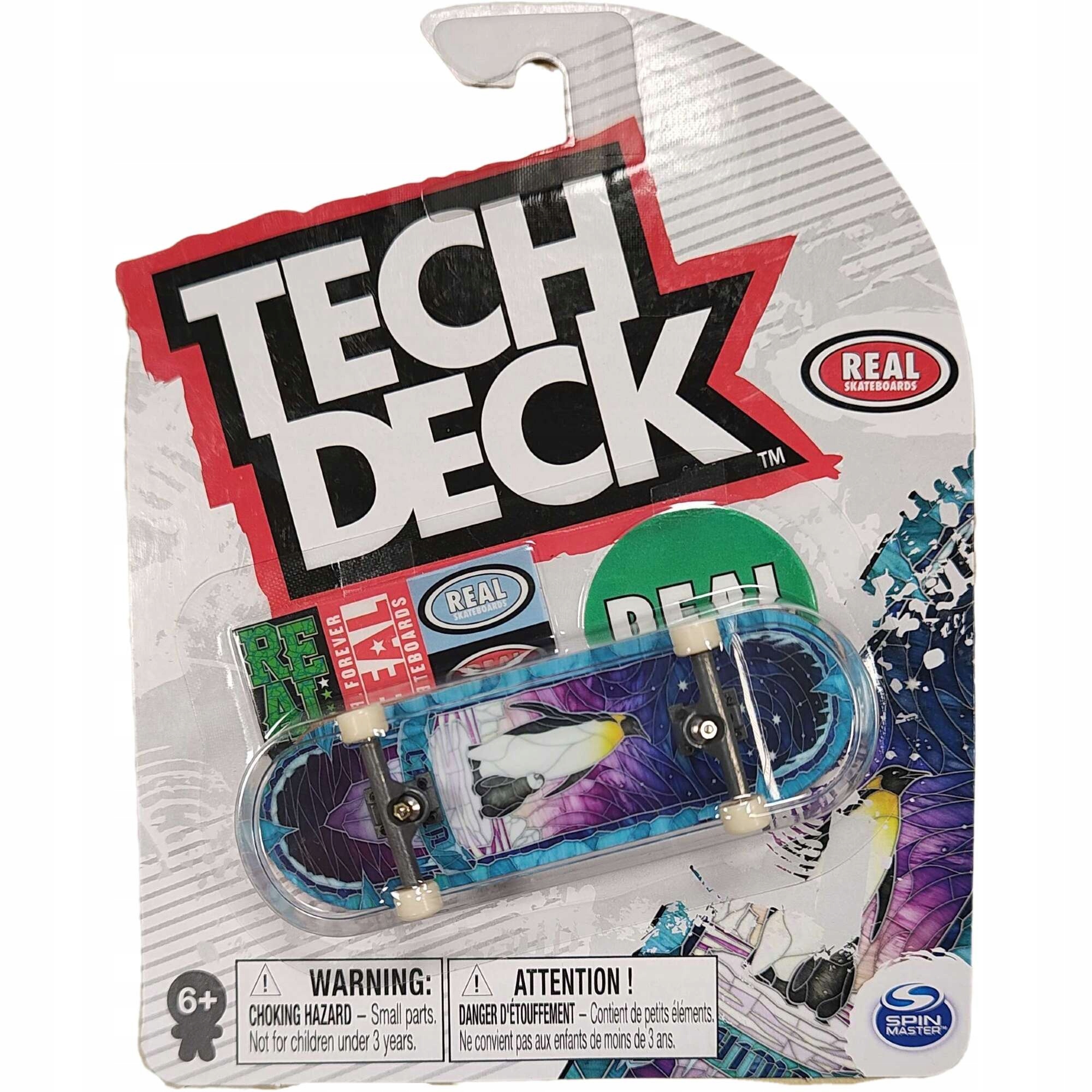 DESKOROLKA REAL PINGWINY FINGERBOARD SKATEBOARDS + NAKLEJKI TECH DECK