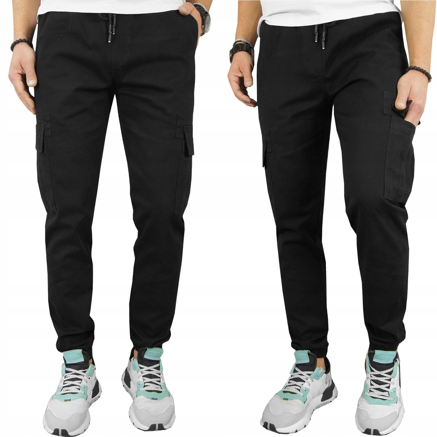 

Męskie Spodnie Joggery Bojówki Czarne 285 L