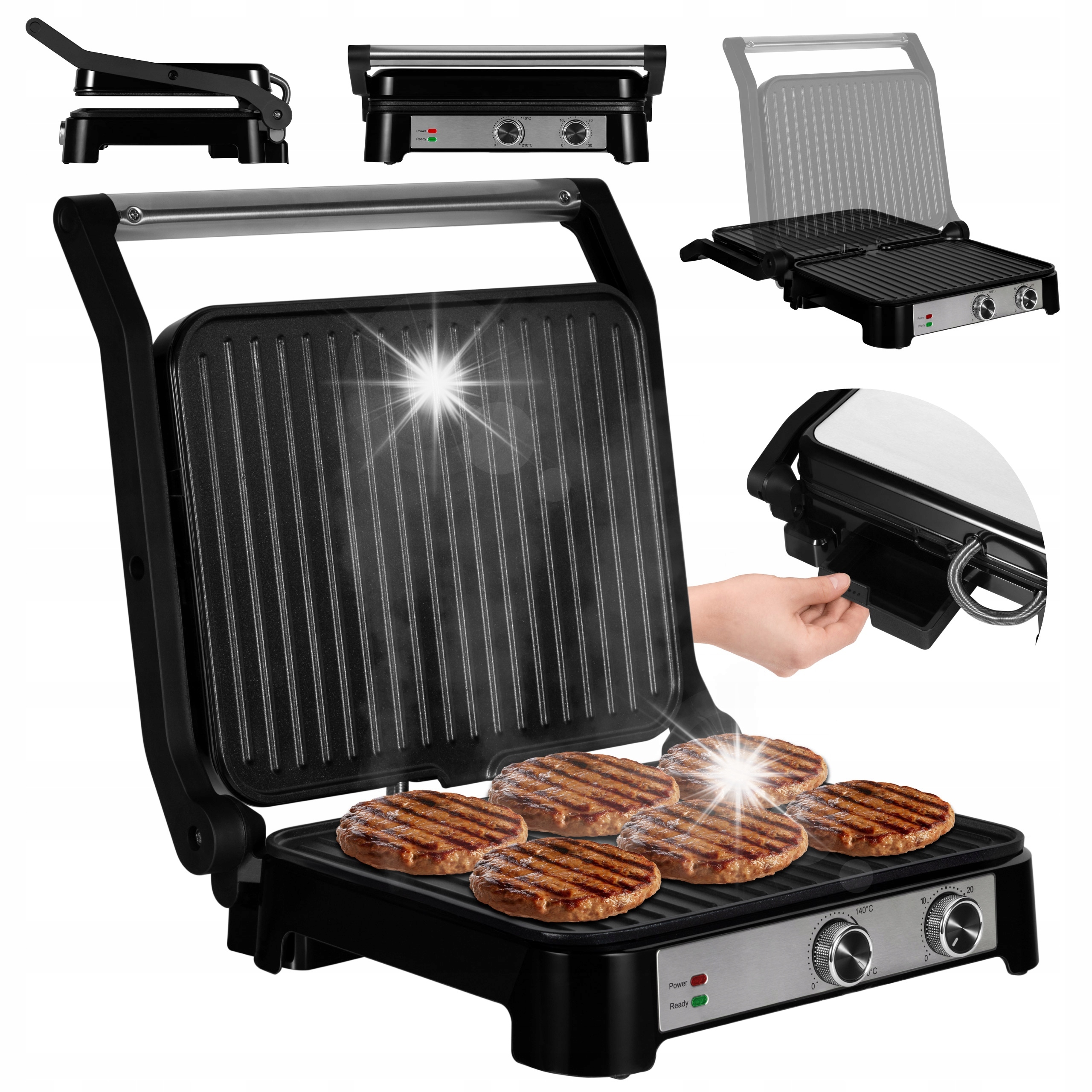 Elektrický Kontaktní Gril Panini Stolní Na Maso A Zeleniny 2000 W 2000 W