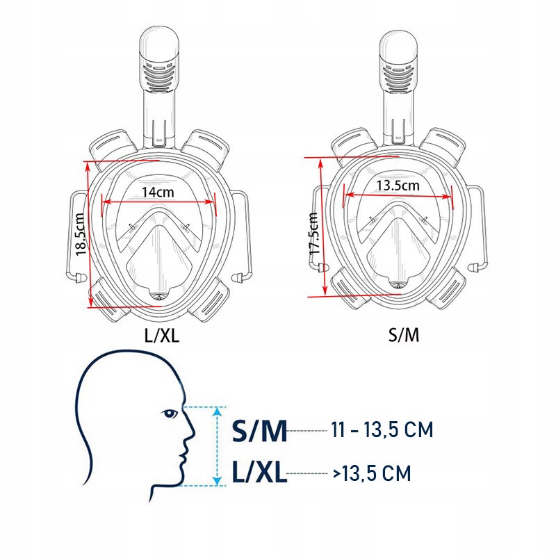 PEŁNOTWARZOWA MASKA DO NURKOWANIA SKŁADANA L/XL Model SM-7