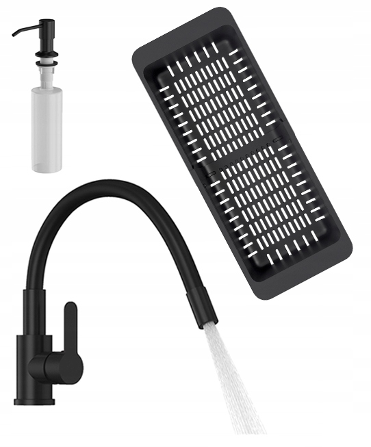 Kuchynská batéria s kohútikom Grado Plus čierna Kuchynská súprava do umývadla