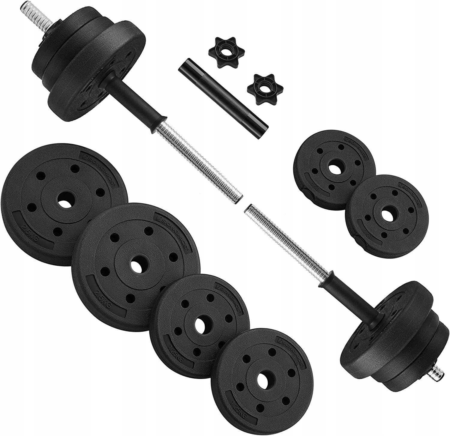 Hantle Żeliwne regulowane 2x10kg gryfy 28mm talerze zestaw do treningu 20kg