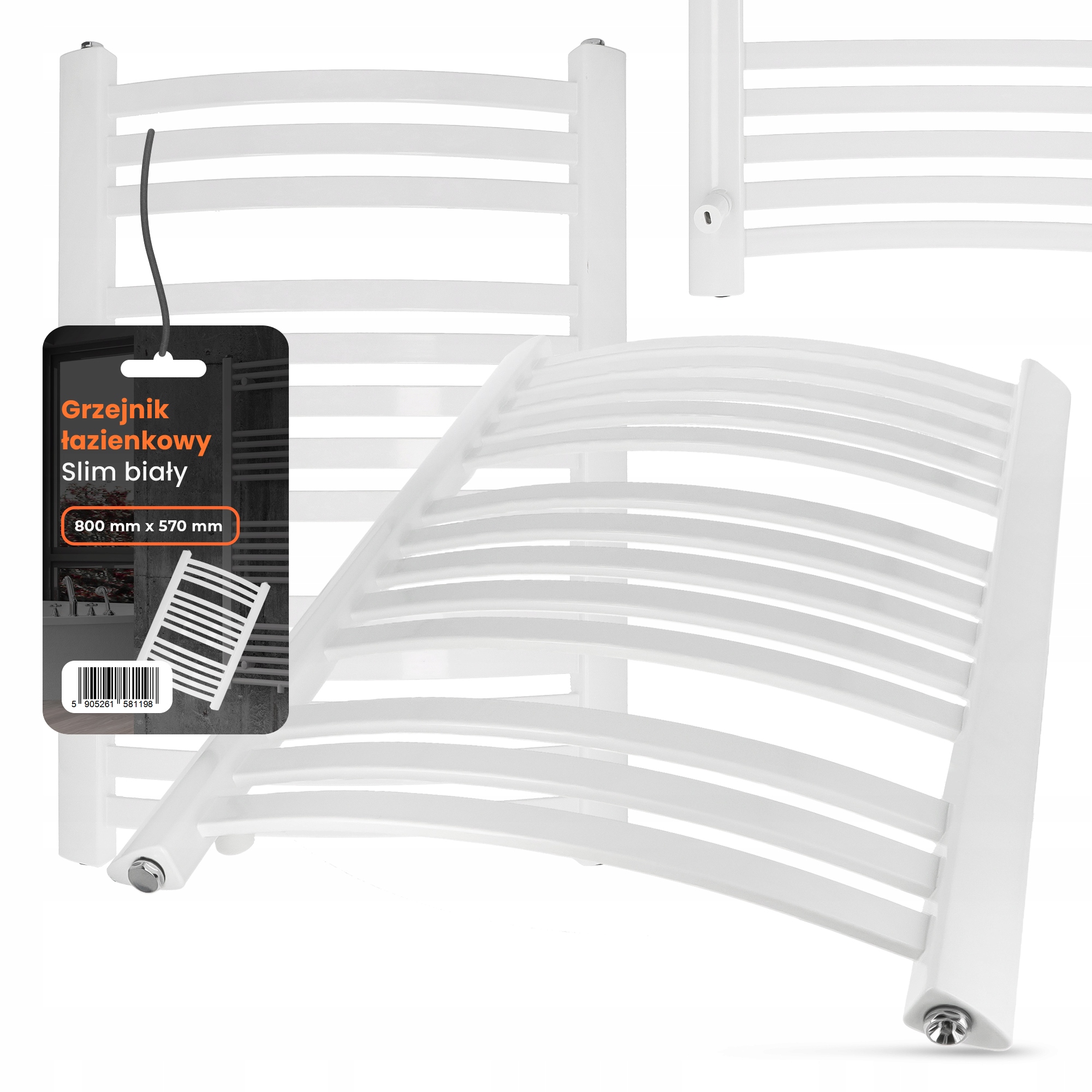 Kúpeľňový radiátor Slim Rebrík Kalorifer Rebrík 800 x 570 mm Bi 2G-P