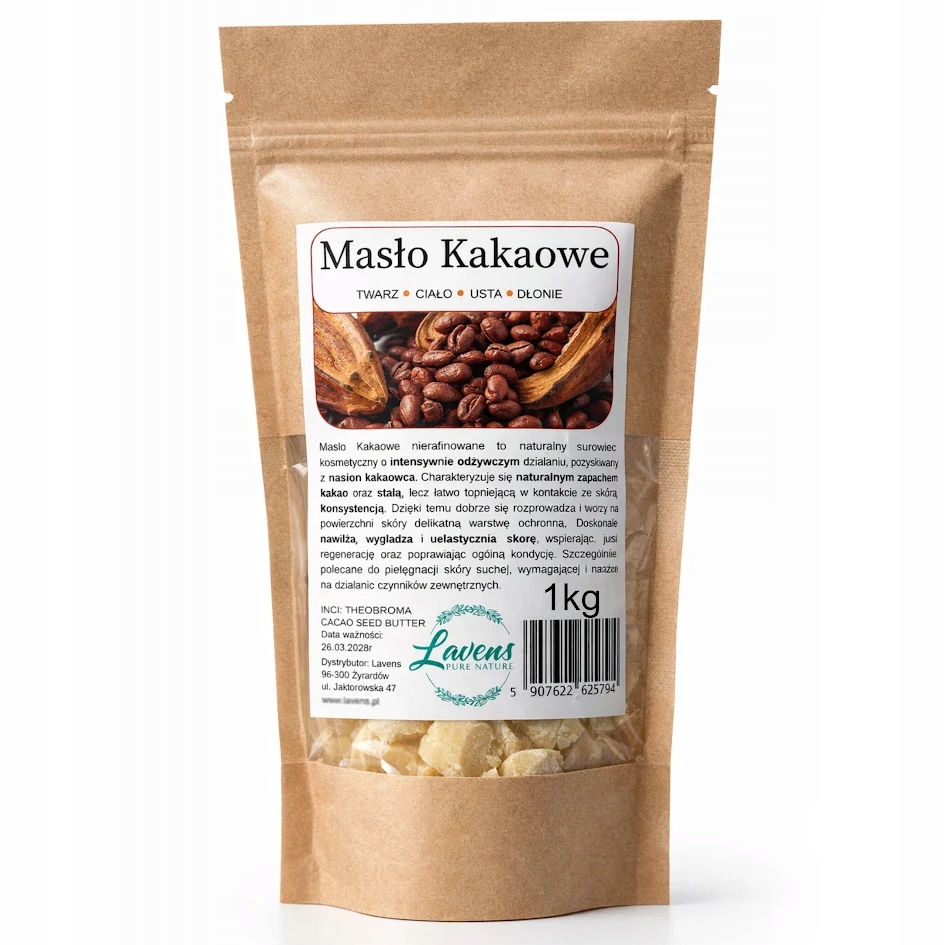 Masło kakaowe nierafinowane do twarzy ciała ręcznie łupane 1kg