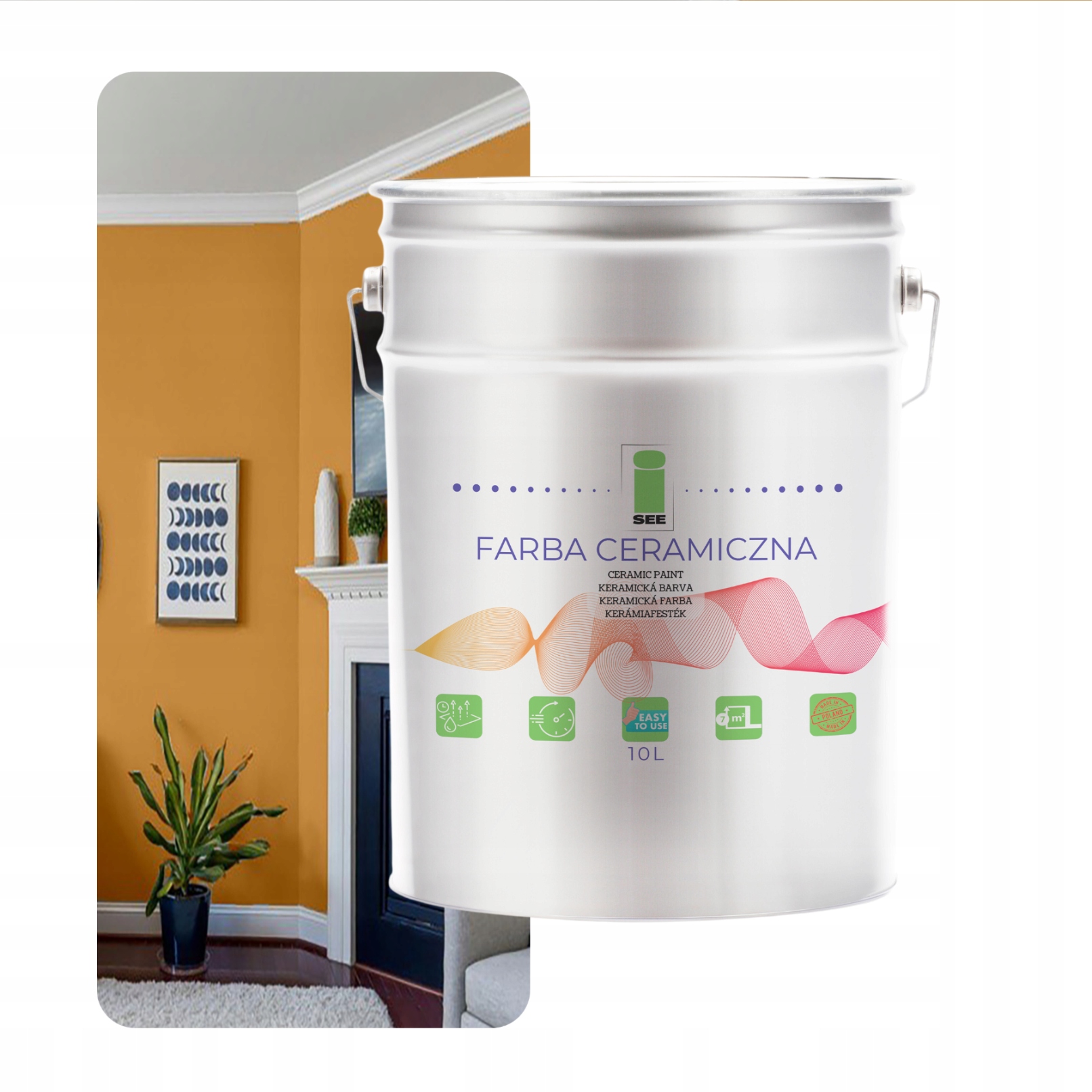 Umývateľná Keramická Farba Na Steny Zlatá Svetlá Terrakota 10 L Odolná Voči Škvrnám