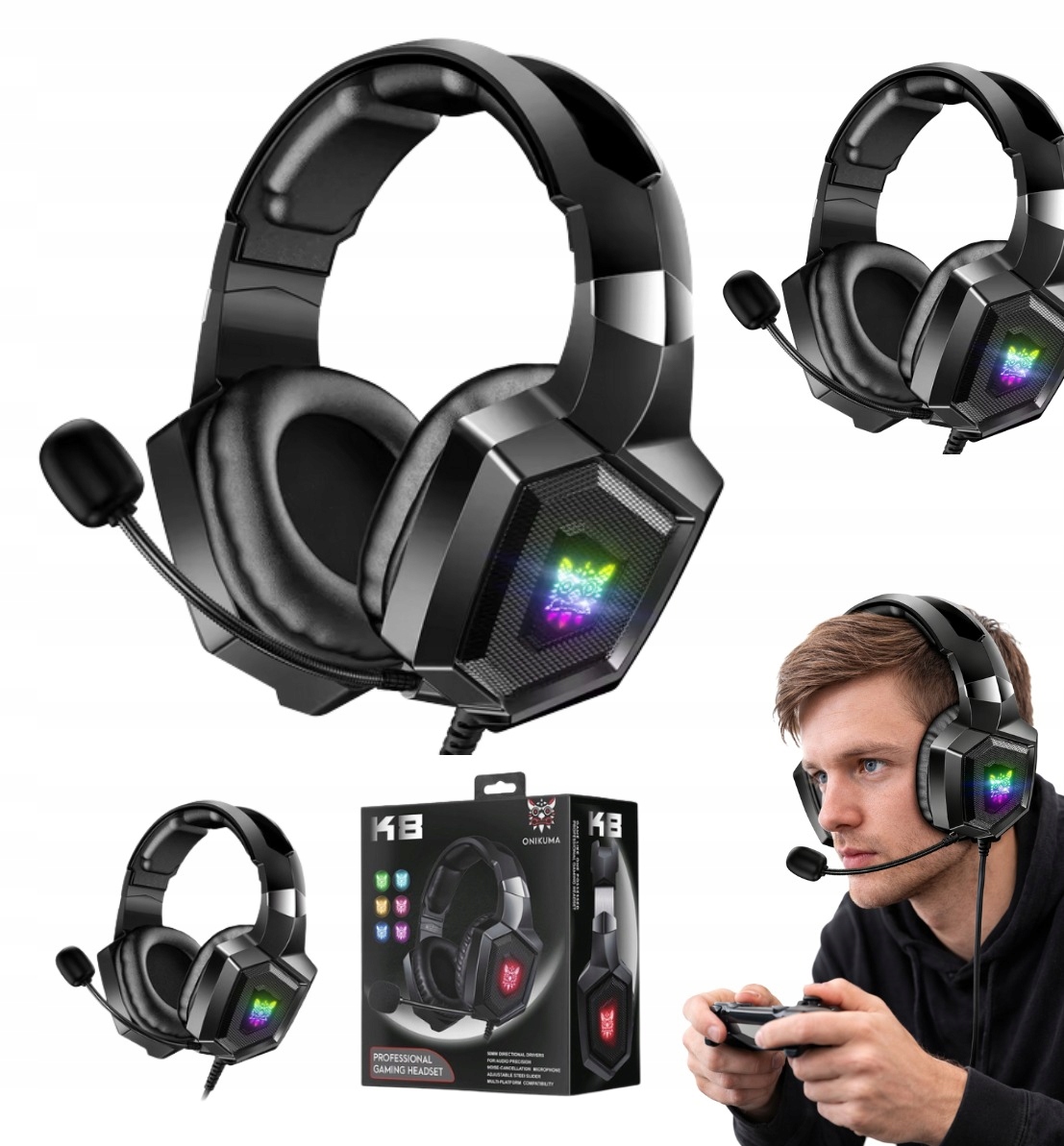 Gamer fejhallgató fülre helyezhető bt hordozható fekete K8 játékosok számára