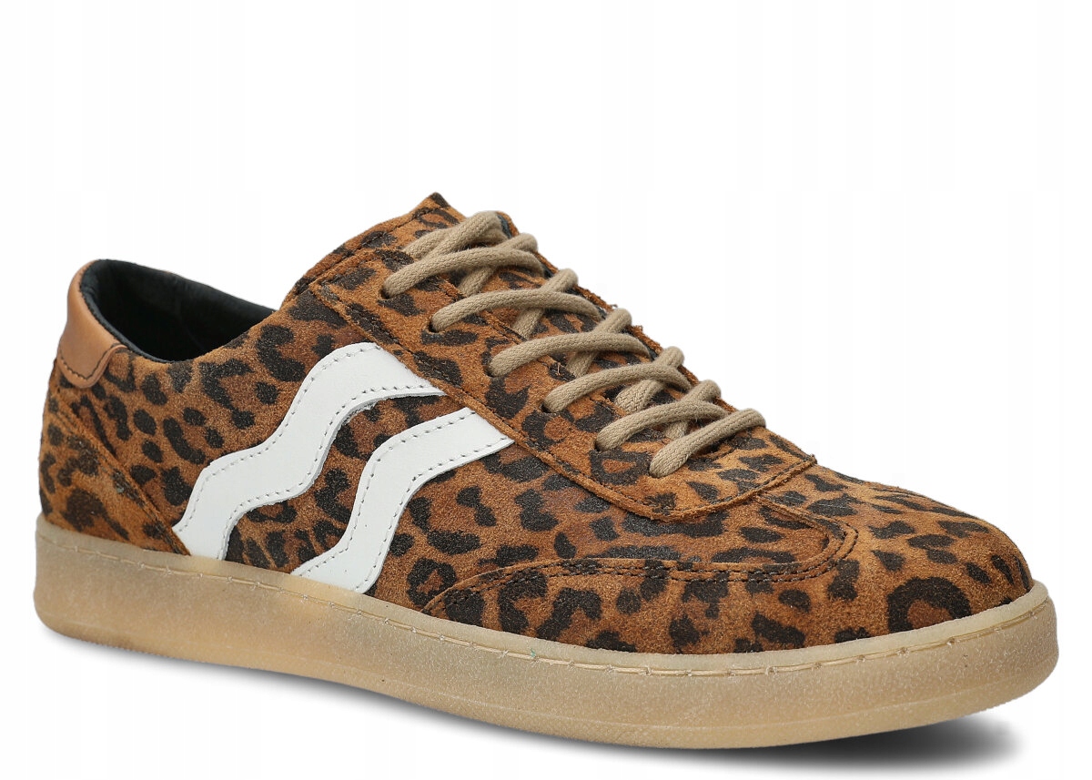 Dámské kožené polobotky červený leopard Nagaba 129, pohodlné, ležérní 38