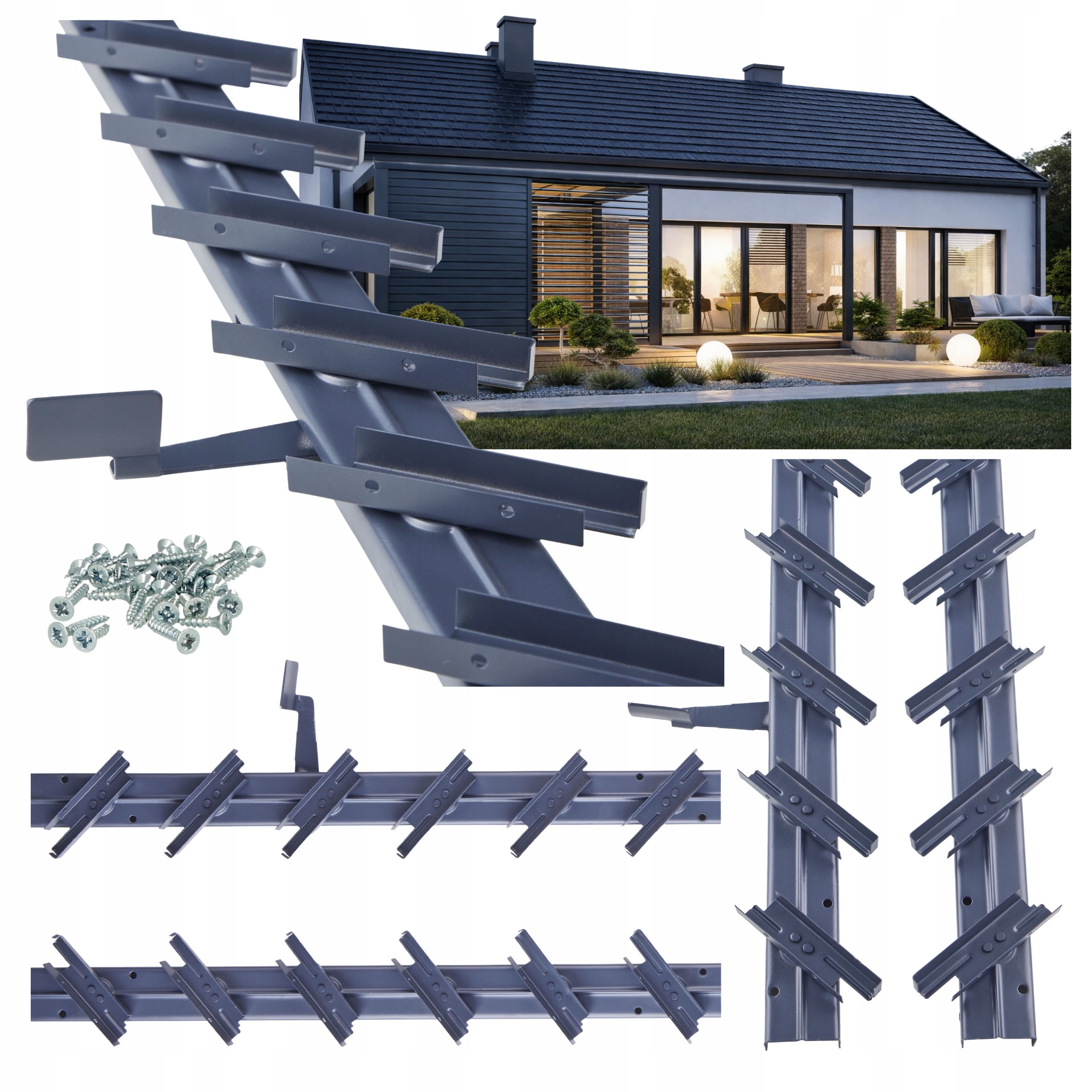 Pohyblivá Prkna Mechanismus Žaluzie Na Terasu Do Altánku Shutters Šedý 54 CM