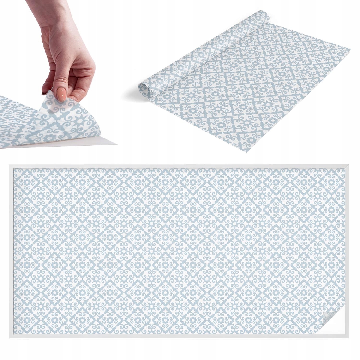 Fólie Poloprůhledná pro pracovní kancelář Modré ornamenty 200 x 100 cm