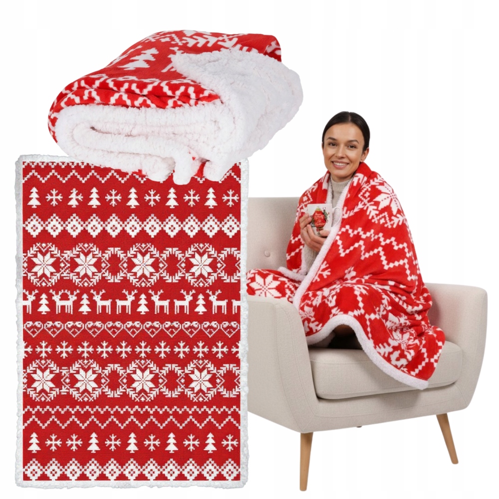 Dekorativní deka na postel měkká, vánoční, oboustranná