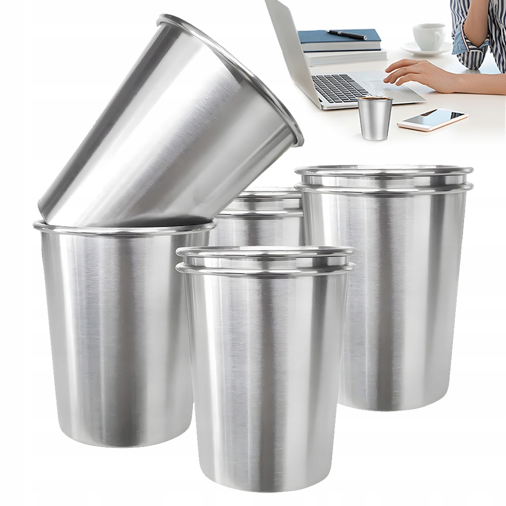 Komplet 8 Kubkow Metalowych 260ML Ze Stali Nierdzewnej Do Napojów