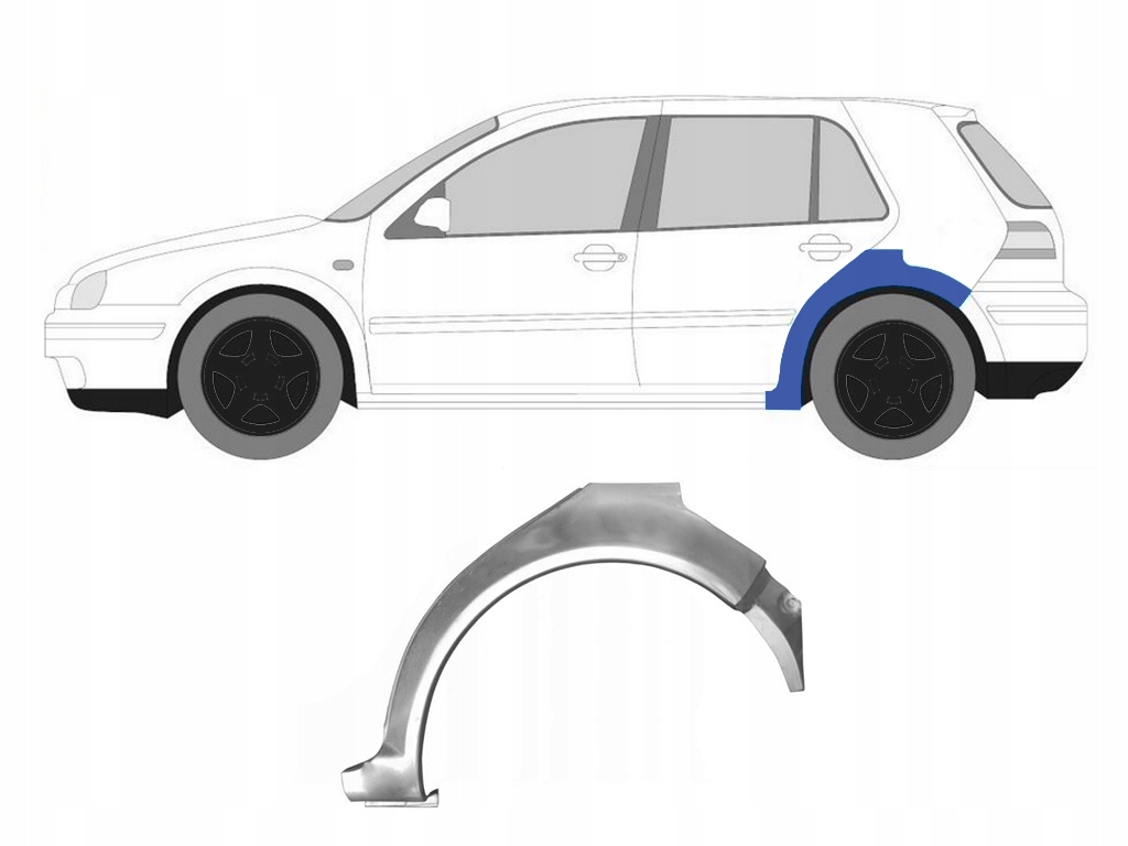 VW GOLF IV 1997-2003 REPERATURKA BŁOTNIKA TYLNEGO LEWA 5 D