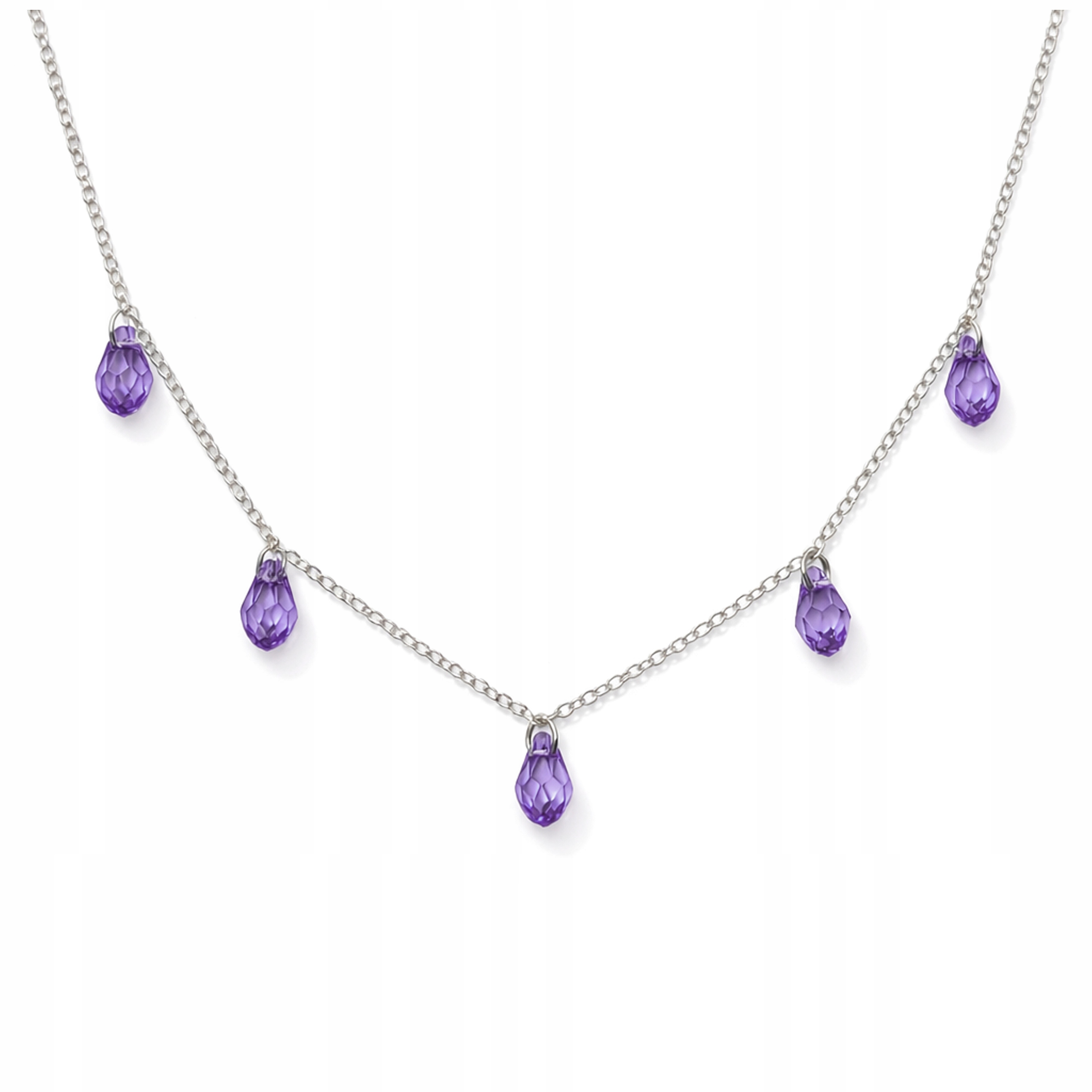 Stříbrný náhrdelník Celebrity Fialová Křišťál Lžička Kapka Stříbro 925