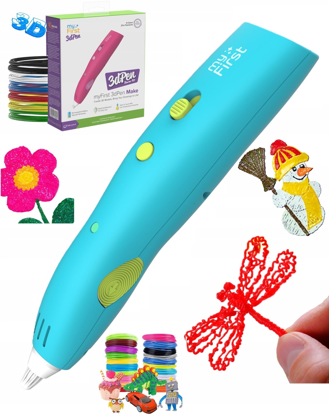 3D Pen MyFirst pro děti Akumulátor Propiska 9 náplní po 3 m