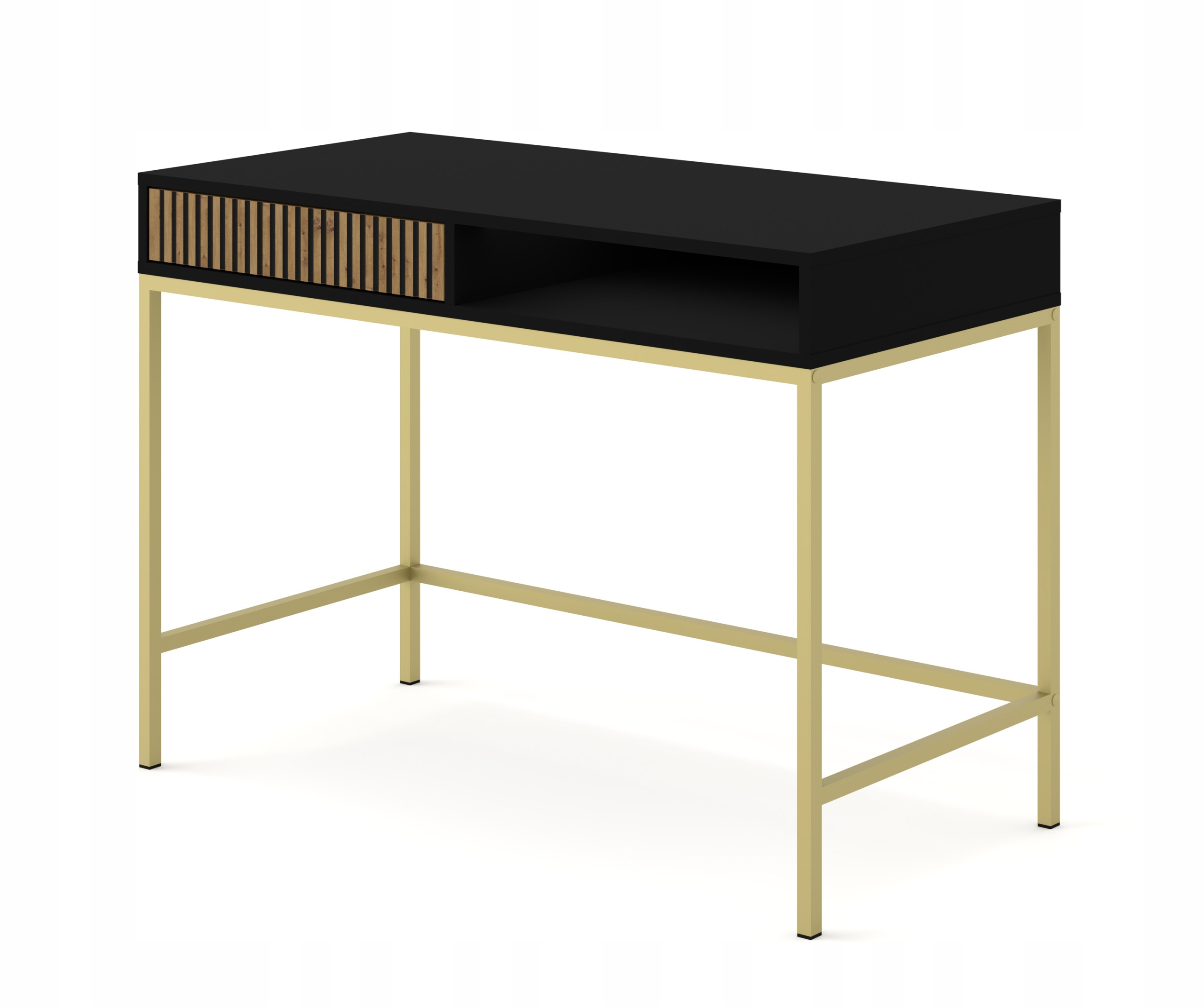 Biurko toaletka Ravenna F 112x78x50 szuflada czarny dąb artisan rama złota