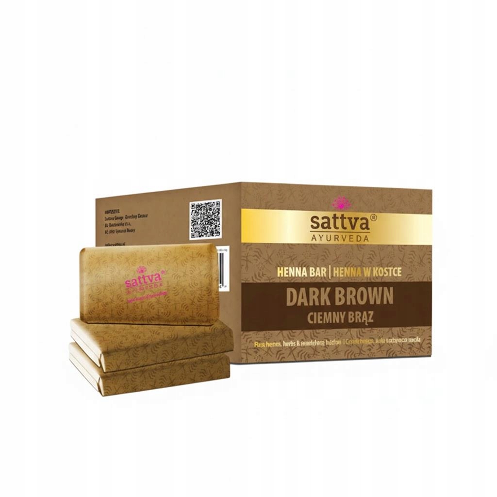 Henna Tmavě Hnědá V Kostce Eco (3 x 80 g) 240 g Sattva (ayurveda)
