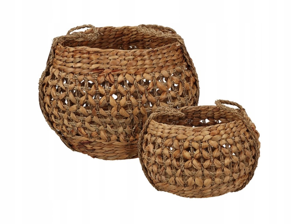 Pletené koše z morskej trávy, prírodné, 2 kusy