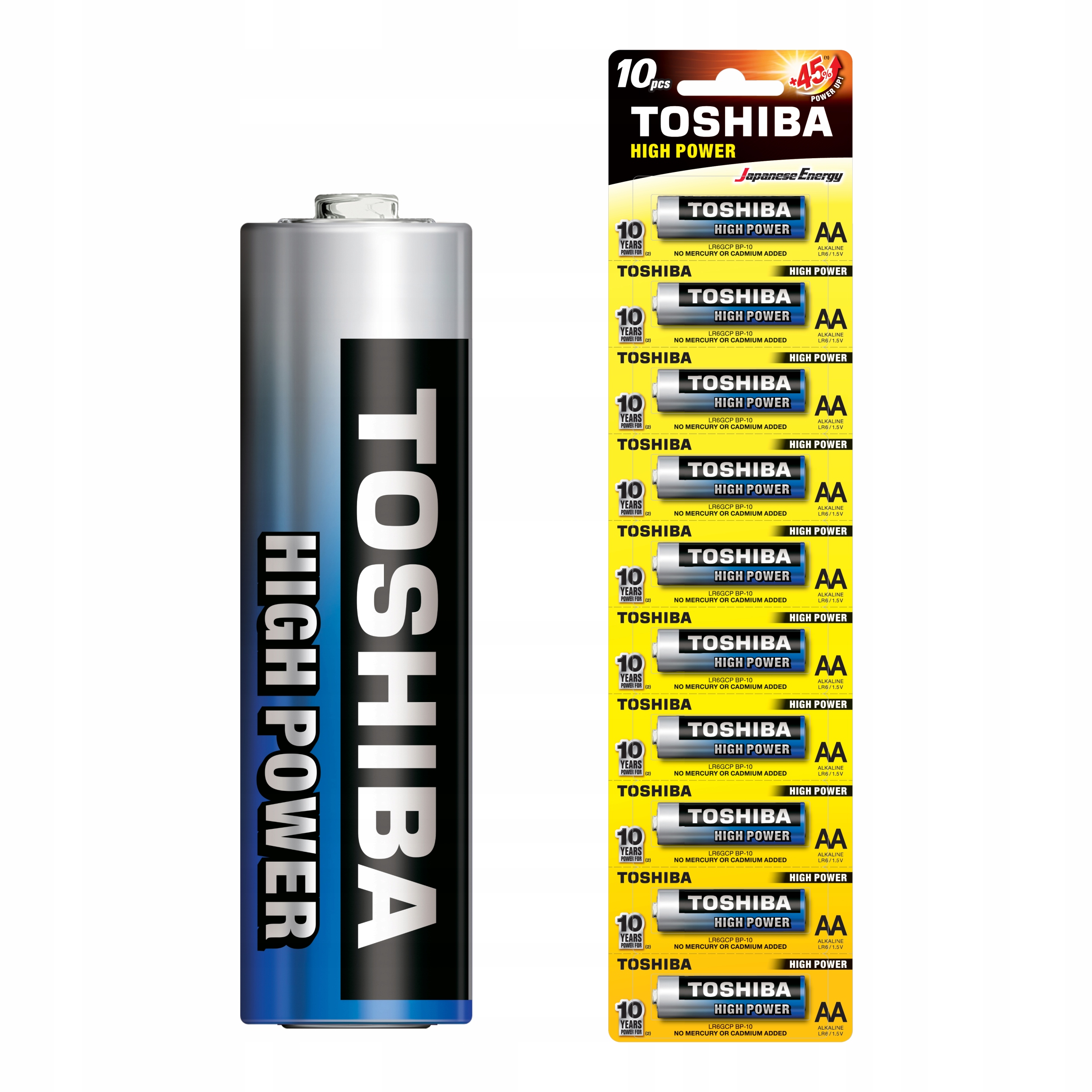 10x Baterie Alkaliczne TOSHIBA PALUSZKI LR6 AA