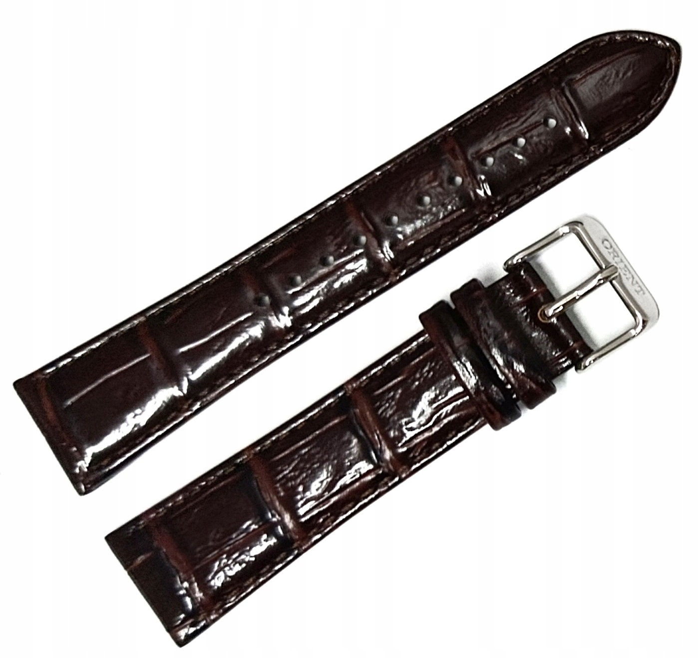 Originální Kožený Hnědý Lesklý Řemínek Na Hodinky Orient Bambino 21 mm