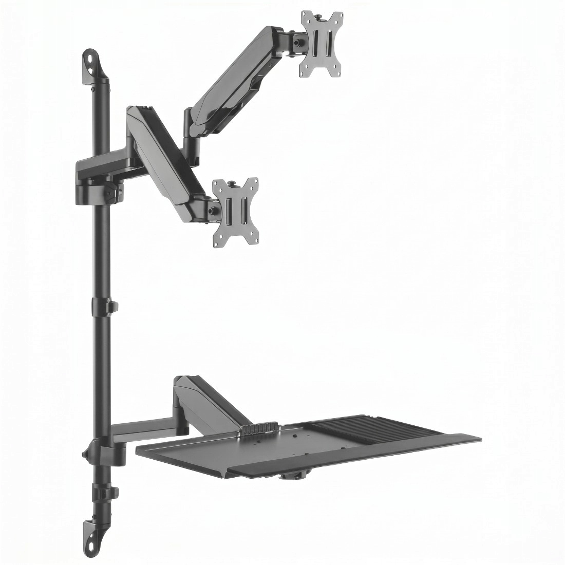 Držiak na monitor a klávesnicu 17-32" Vesa 2 Monitory 16kg nástenný, čierny