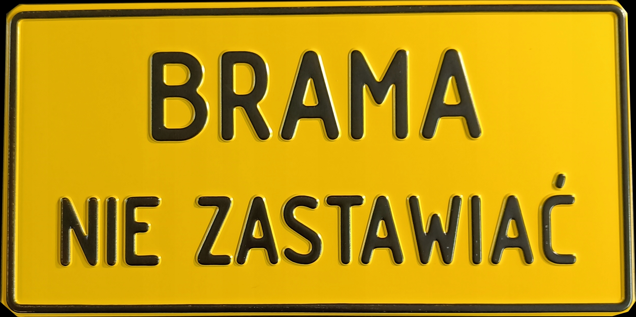 TABLICA INFORMACYJNA BRAMA NIE ZASTAWIAĆ 14X28 ŻÓŁ