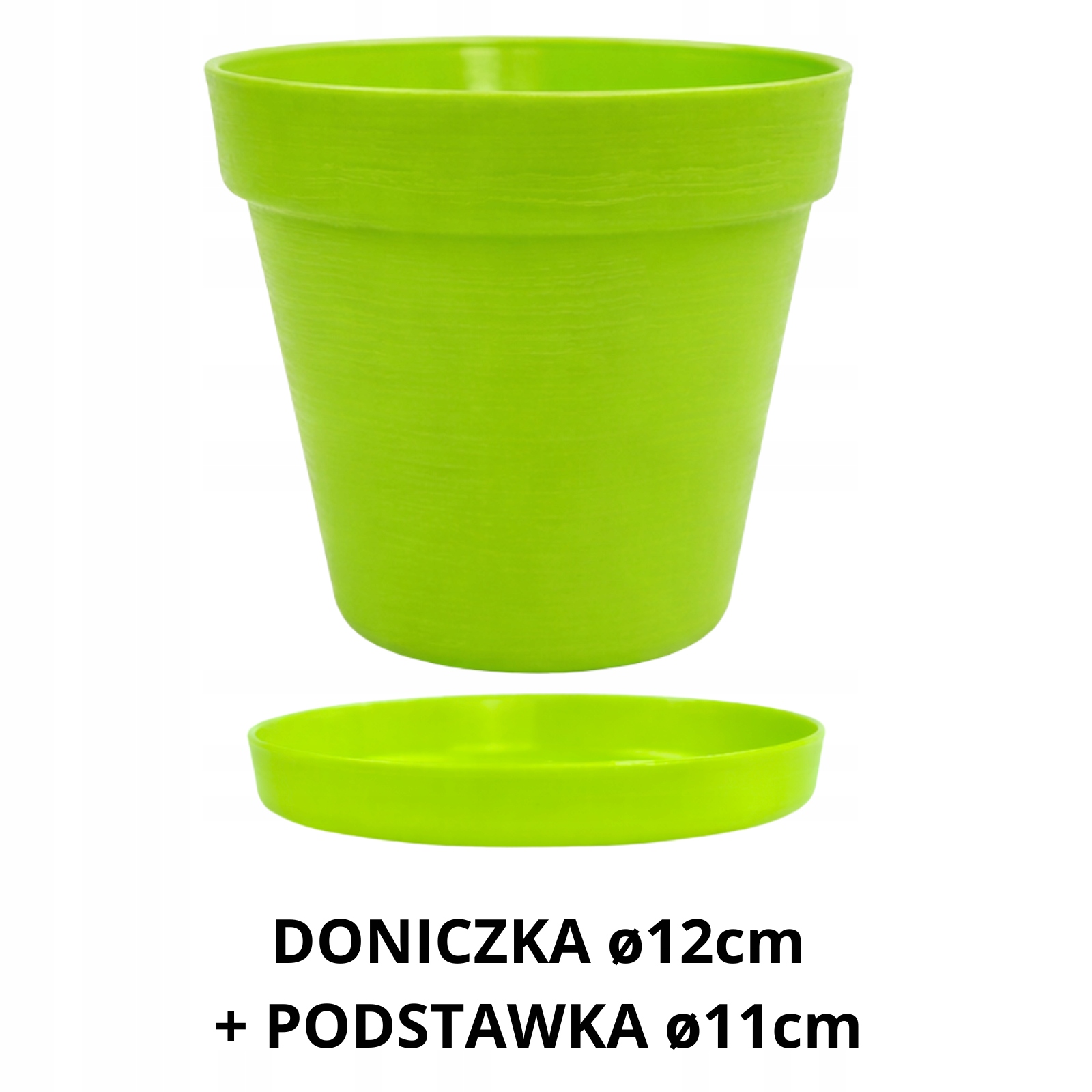 Doniczka LOFT 12 cm + Dopasowana Podstawka, Stylowy Zestaw EKO, ZIELONY 1