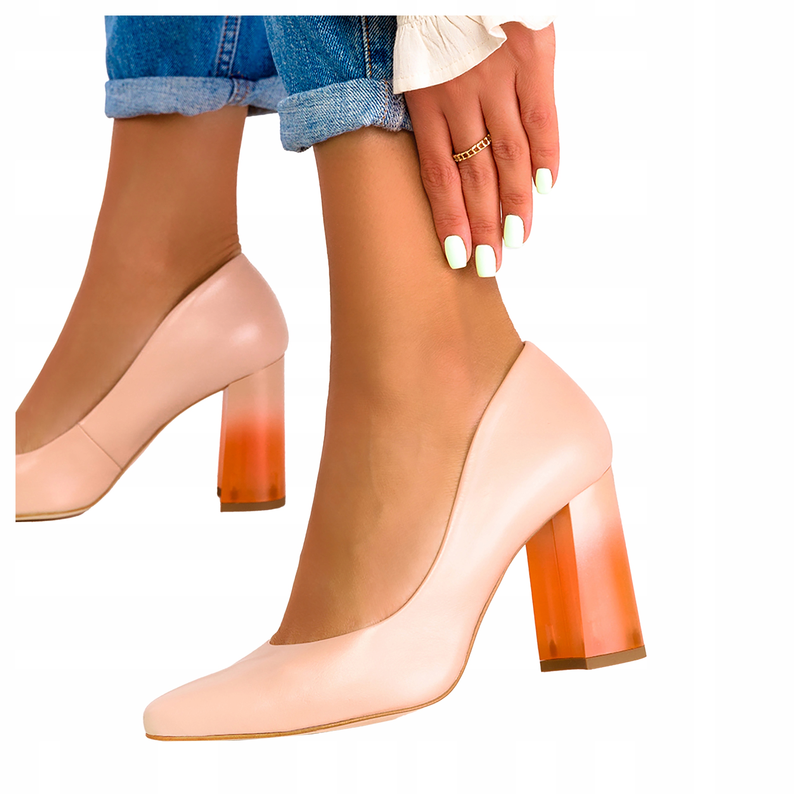 Kožené Lodičky Na Podpatku S Podpatkem Ombre 36