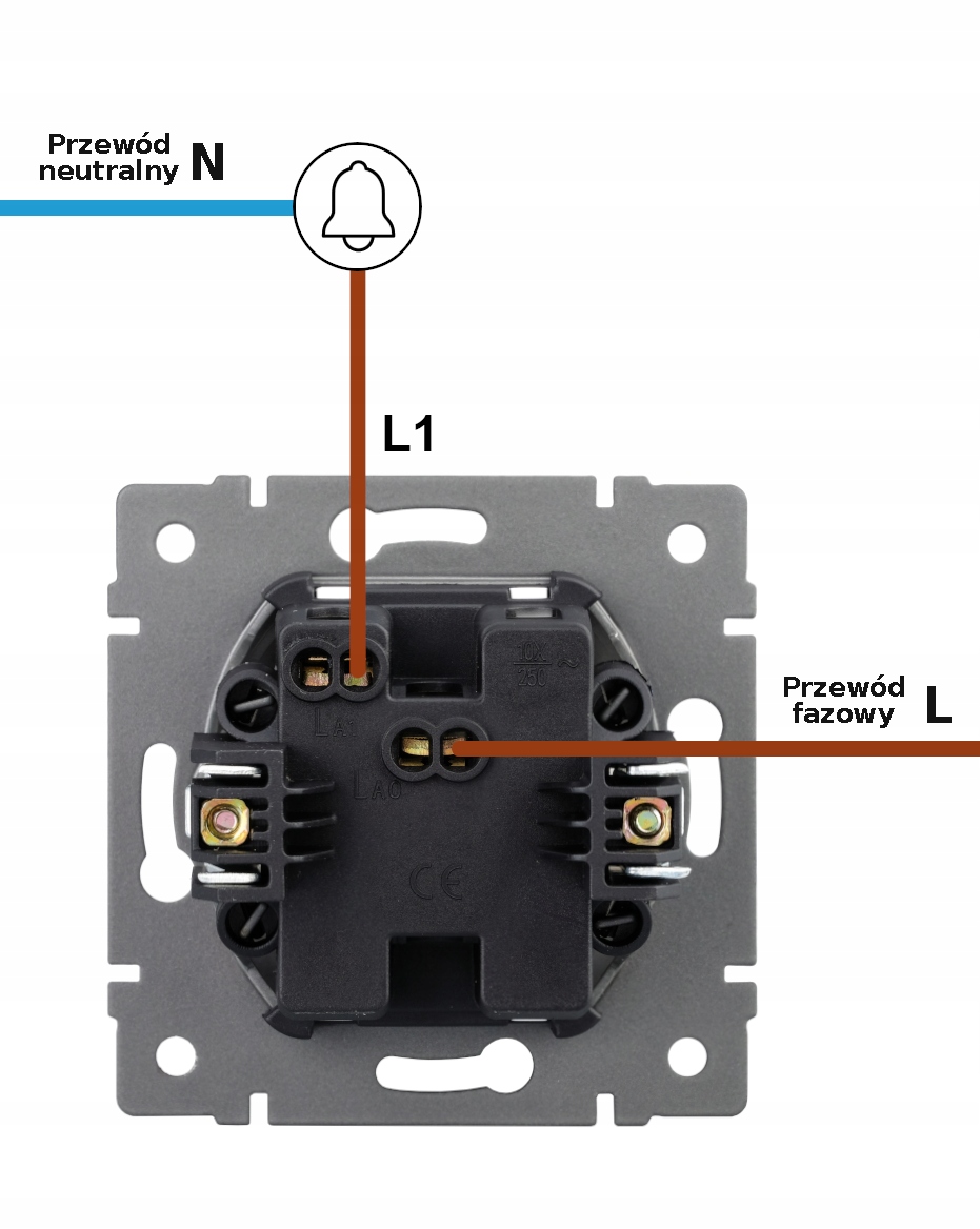 MECHANIZM WŁĄCZNIK KLASYCZNY DZWONKA DO DRZWI BIAŁY SERIA EVO2 Marka Indual