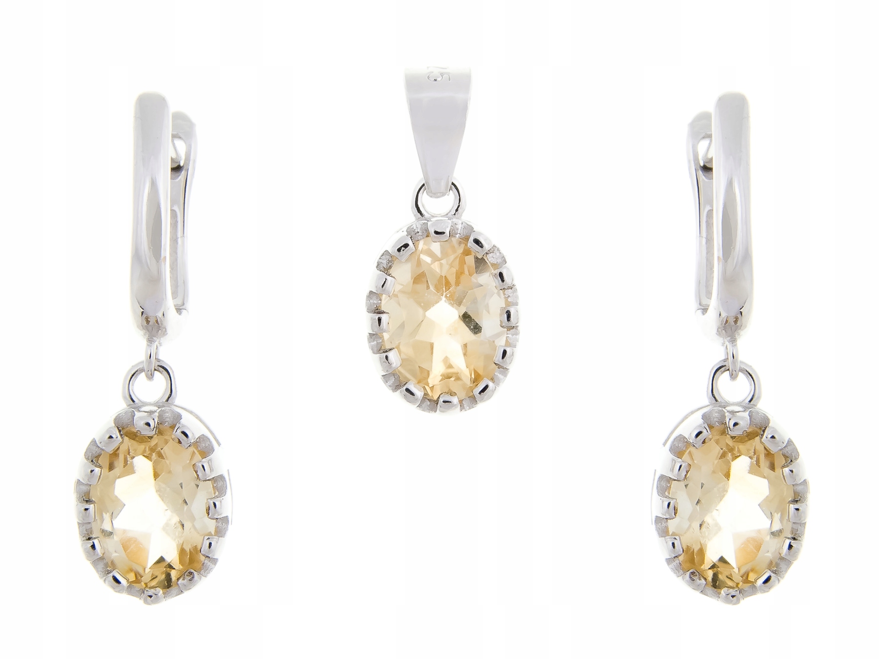 Stříbrný Rhodiovaný Komplet Kol+wis Citron Přírodní Dárek