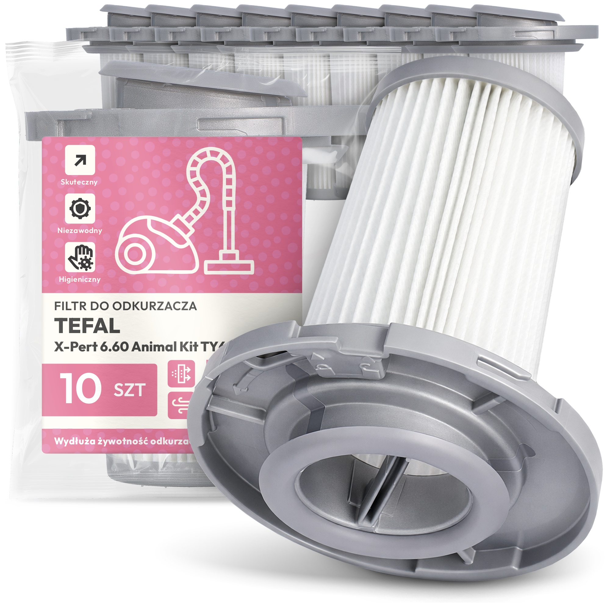 10 x Filtr Pro Vysavač Tefal X-Pert 6.60 Animal Kit TY6878 Em-w